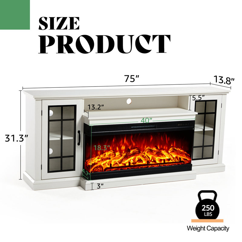 Lark Manor Alvilda 3Sided Glass Fireplace TV Stand & Reviews Wayfair